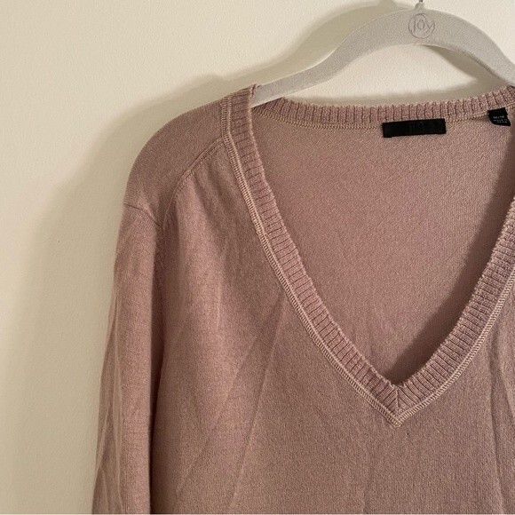 ATM Cashmere Tan V-Neck Sweater Anthony Thomas Melillo Neutral Minimalist Medium - Picture 3 of 7